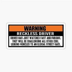 Warning Fast Furious Sticker