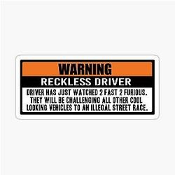 Warning - Fast & Furious Sticker