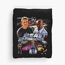 2 Fast Furious Movie Cast Vintage Action Fan Duvet Cover