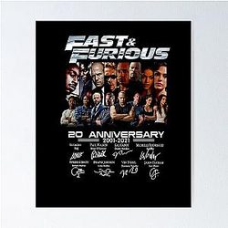 Fast and Furious Movie Characters with 20th Anniversary Poster 2001 2021