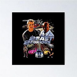 2 Fast Furious Movie Cast Vintage Action Fan Poster