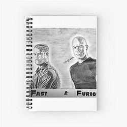 Fast Furious drawing Spiral Notebook