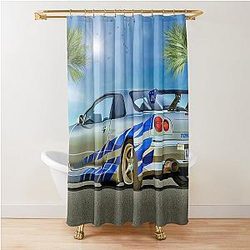 2 Fast 2 Furious Brian's Nissan R34 Shower Curtain