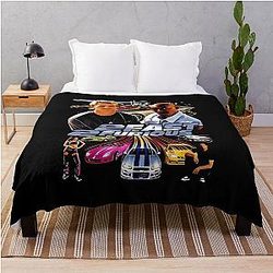 2 Fast 2 Furious Movie Cast Vintage Action Fan Throw Blanket