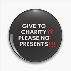 Tracy Give to charity no presents Pin
