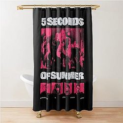 Retro 5 Seconds Summer Tour Photo Graphic Pop Punk Band Shower Curtain