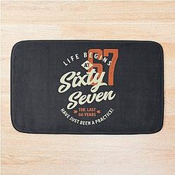 Life Begins at 67 Birthday Gift Bath Mat