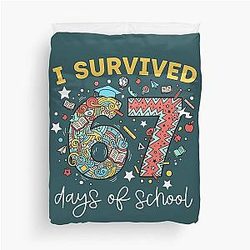 Funny I Survived 67 Days of School, Back to School Humor Gift Duvet Cover