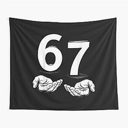 Number 67 Hands Design Vintage Illustrated Graphic Tee Tapestry
