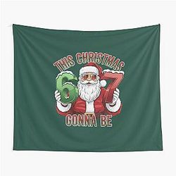67 Christmas Meme - Funny Santa Sunglasses Tapestry