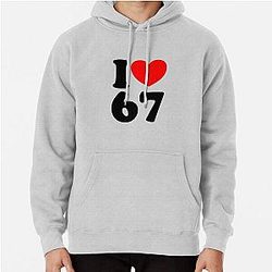 Fun 67 Number 6 Seven I Heart Six Seven Gear Pullover Hoodie