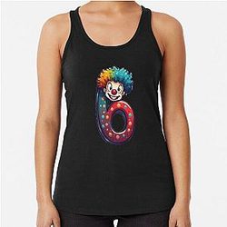 Number 6 Shirt with Clown Meme Racerback Tank Top