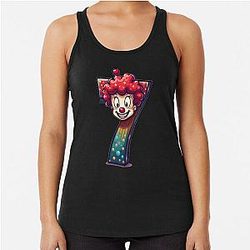 Number 7 Shirt with Clown Meme Racerback Tank Top