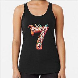 Number 7 Shirt with 7 Clowns Meme Racerback Tank Top