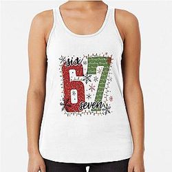 Merry Christmas Six Graphic Unisex Festive Number Design for Winter & Christmas Season Racerback Tank Top