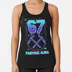 Farming Aura Gaming Racerback Tank Top Pixel Art Retro Gamer Design