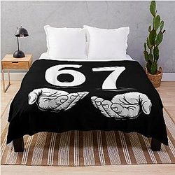 Number 67 Vintage Illustrated Graphic Throw Blanket