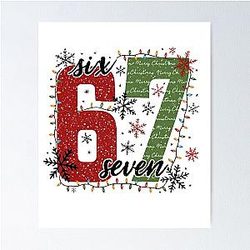 Merry Christmas Seven Graphic Unisex Festive Number Design for Winter Christmas Season Poster
