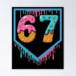 Fun Ice Cream Drip 6 7 Baseball Gear Poster