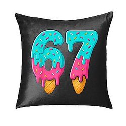 IUWOKIAYN Six Seven Ice Cream Drip Cool Funny Number Throw Pillow Covers for Bedroom Patio 18x18 inch