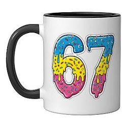 Adult Pink Ceramic Mug Black/White for number Number 67 Women Men Kids Back Shirt Costume of