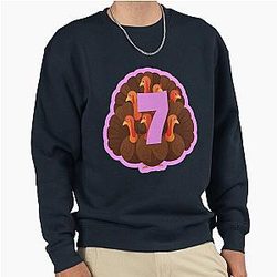 Shirt Meme with Turkeys with Number Seven Pink Pullover Sweatshirt