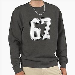 White Outline Number 67 Sports Jersey Pullover Sweatshirt