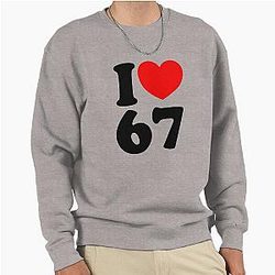 Fun Number 67 I Heart Six Seven Gear Pullover Sweatshirt