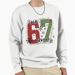 Six Merry Christmas Graphic Unisex Festive Number Design for Winter and Christmas Pullover Sweatshirt