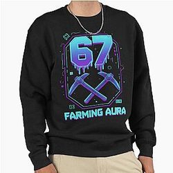 Farming Aura Gaming T-Shirt - Pixel Art Retro Gamer Pullover Sweatshirt