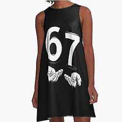 Number 67 Hands Design Vintage Illustrated Graphic Tee A-Line Dress