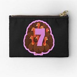 Shirt Meme with 7 Turkeys with Number 7 Pink Zipper Pouch