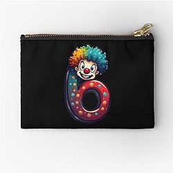 Number 6 Shirt with Clown Meme Zipper Pouch