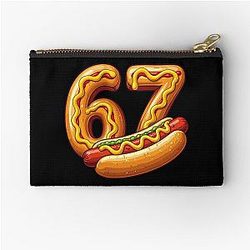 Number 67 Shirt Made into Pretzels Hotdog Zipper Pouch