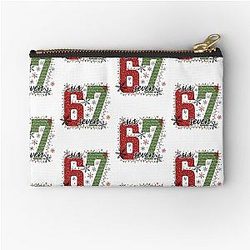 Merry Christmas Six Graphic Unisex – Festive Number Design for Winter Christmas Season Zipper Pouch