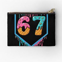 Fun Ice Cream Drip Number 6 7 Baseball Gear Zipper Pouch
