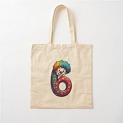 Number 6 Shirt with Clown Meme Cotton Tote Bag