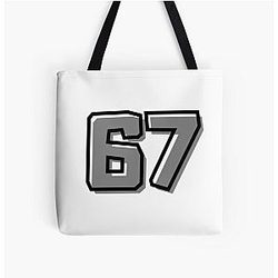 Number 67 Over Print Tote Bag