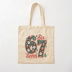 67th Birthday Christmas Shirt - 67 Holiday Santa Stocking Candy Cane Number Tee - Funny Festive Winter Birthday Gift for Men Women Cotton Tote Bag