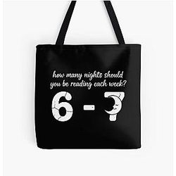 Reading 6-7 Funny Comfort Colors T Shirt Teacher School Librarian English Teacher Funny 67 Shirt six seven trendy All Over Print Tote Bag