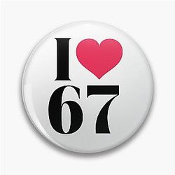 I Love 67 T-Shirt Retro Vintage Number Tee Funny Birthday Gift Idea Pin