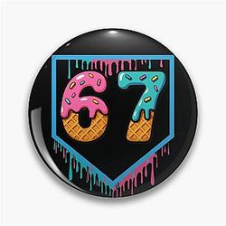 Fun Ice Cream Drip Number 6 7 Baseball Six Seven Gear Pin