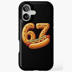 Number 67 Shirt Made into Pretzels and Hot Dog iPhone Case