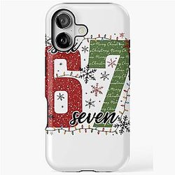 Merry Christmas Seven Graphic Unisex Festive Number Design for Winter Christmas Season iPhone Tough Case