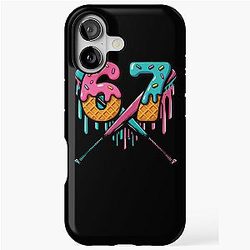 Fun Ice Cream Drip 67 Number 6 and 7 Baseball Six Seven Tough Gear iPhone Case