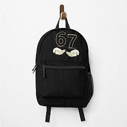 Gold 67 Hands Design Minimalist Lucky Number Artwork Backpack