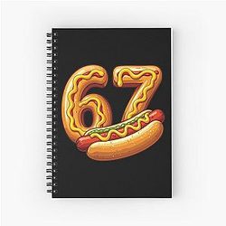 Number 67 Shirt Made into Pretzel and Hotdog Spiral Notebook