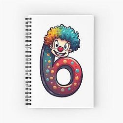 Number 6 Shirt with Clown Meme Spiral Notebook