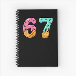 Fun Ice Cream Drip Number 6-7 Baseball Six Seven Gear Spiral Notebook