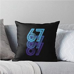 Number 67 Blue Classic College Style Birthday Funny Throw Pillow